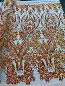 Damask Sequins Fabric - 4 Way Stretch Big Damask Sequins Fabric - Pick Color - 25 Yard Roll