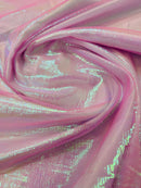 Crushed Organza - Iridescent Pink - 45" Sheer Crushed Organza Fabric Sold By Yard