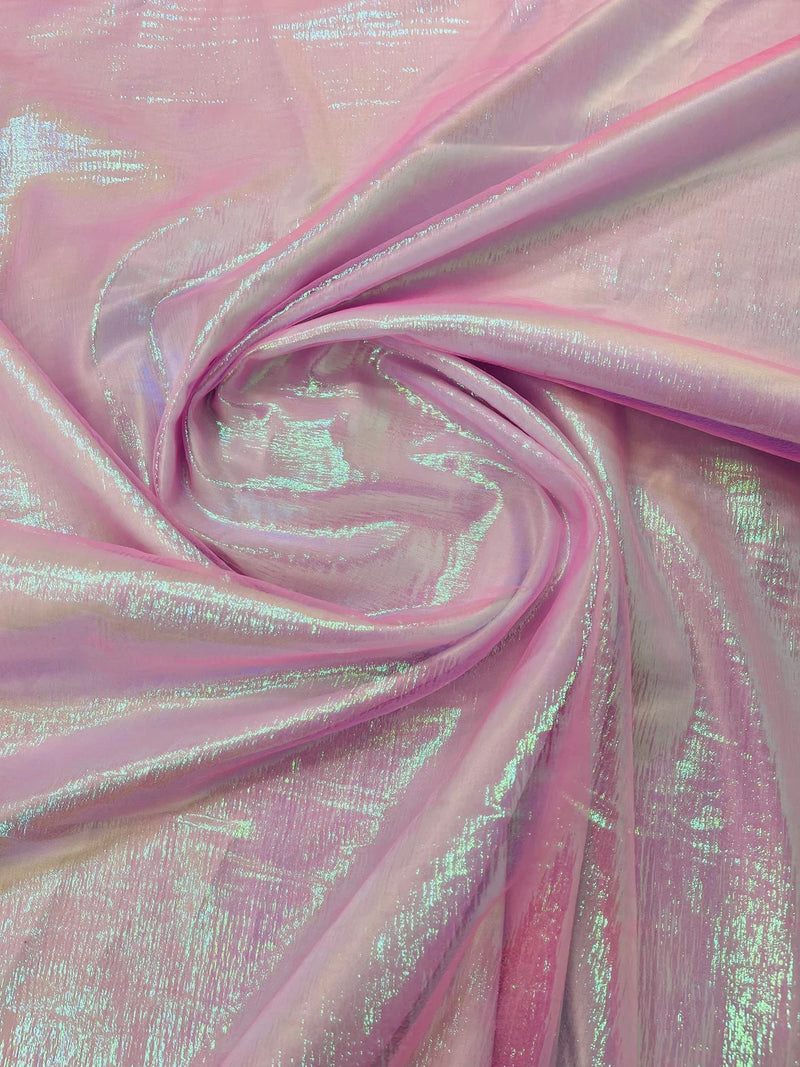 Crushed Organza - Iridescent Pink - 45" Sheer Crushed Organza Fabric Sold By Yard