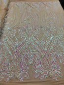 Damask Sequins Fabric - 4 Way Stretch Big Damask Sequins Fabric - Pick Color - 25 Yard Roll