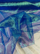 Crushed Organza - Iridescent Royal Blue - 45" Sheer Crushed Organza Fabric Sold By Yard