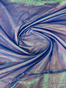 Crushed Organza - Iridescent Royal Blue - 45" Sheer Crushed Organza Fabric Sold By Yard