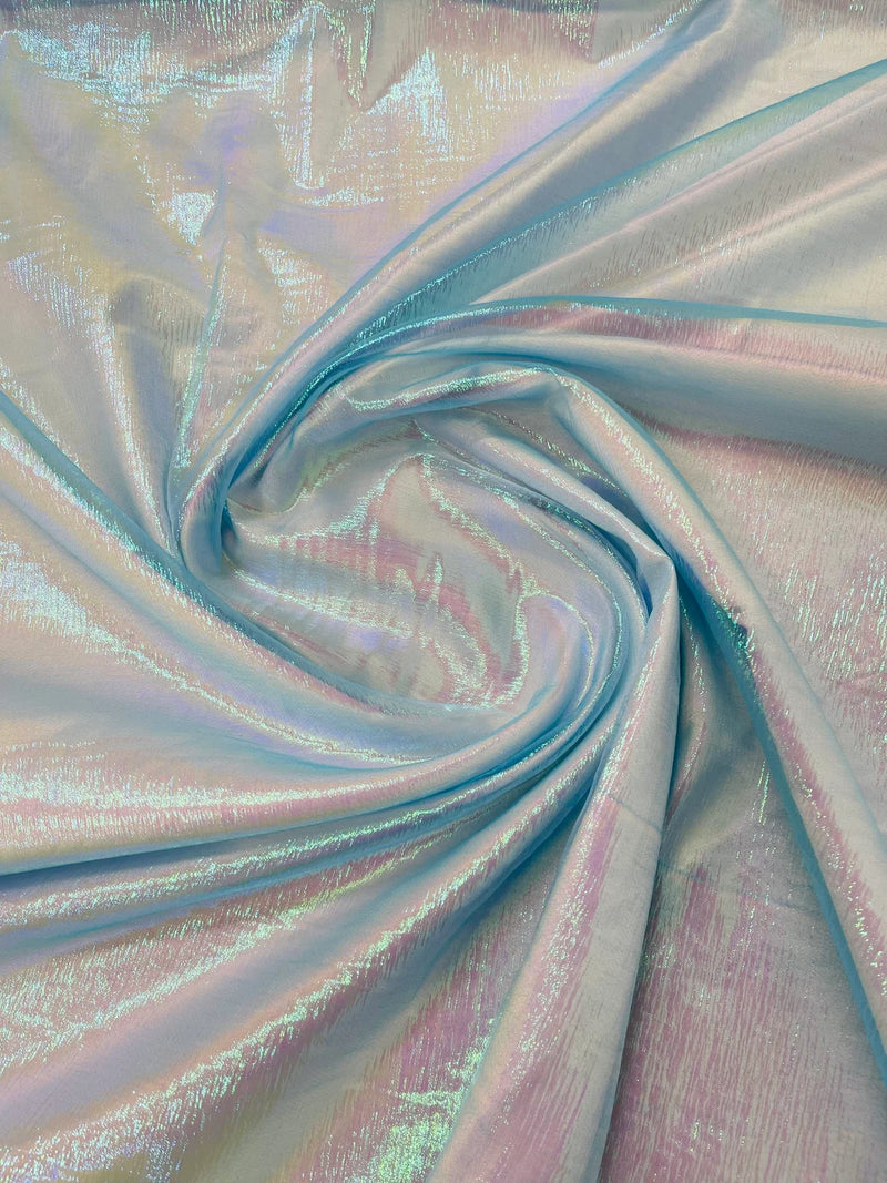 Crushed Organza - Iridescent Turquoise - 45" Sheer Crushed Organza Fabric Sold By Yard