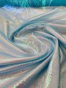 Crushed Organza - Iridescent Turquoise - 45" Sheer Crushed Organza Fabric Sold By Yard