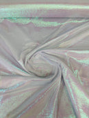 Crushed Organza - Iridescent White - 45" Sheer Crushed Organza Fabric Sold By Yard