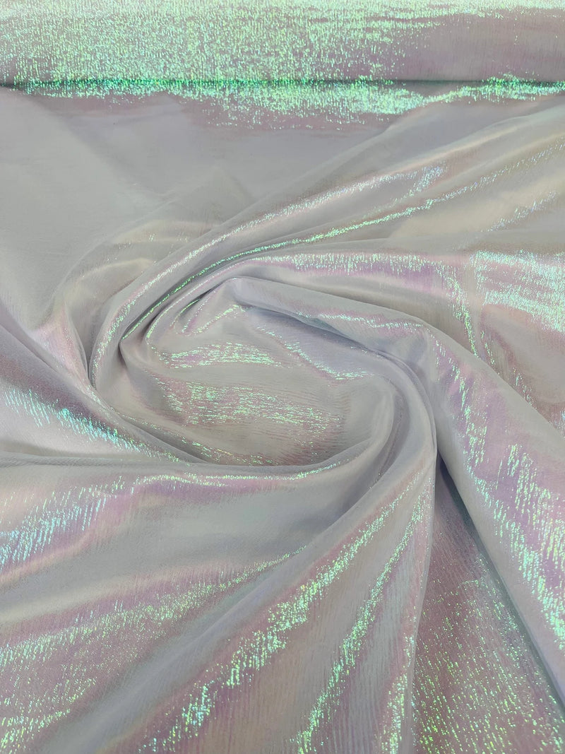 Crushed Organza - Iridescent White - 45" Sheer Crushed Organza Fabric Sold By Yard