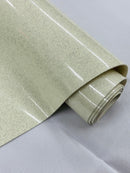 Vinyl Fabric - Ivory Shiny Sparkle Glitter Leather PVC - Upholstery By The Yard