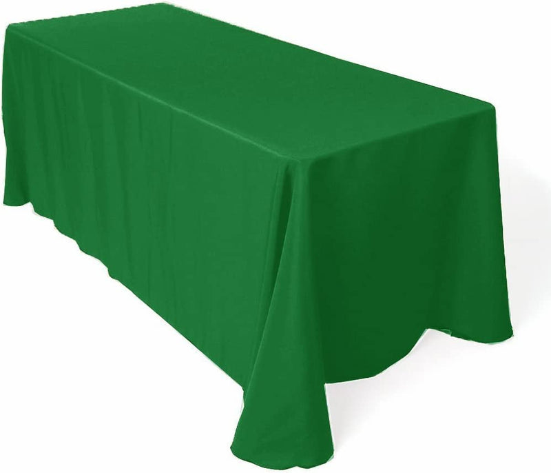 90" Solid Tablecloth - Kelly Green - Polyester Poplin Rectangular Full Table Cover (Pick Size)