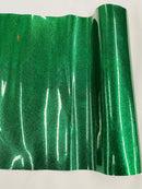 Vinyl Fabric - Kelly Green Shiny Sparkle Glitter Leather PVC - Upholstery By The Yard