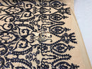 Two Tone Sequins - Navy / Nude - 4 Way Stretch Fancy Design Mesh Fabric Sold By The Yard