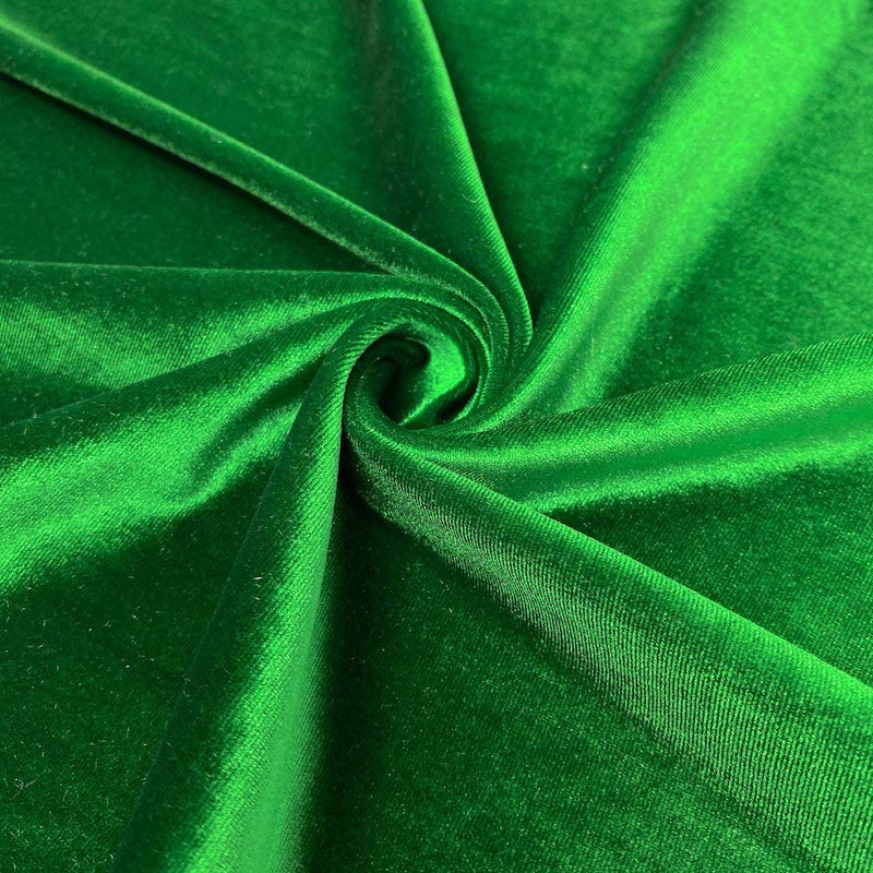 Velvet Stretch Fabric - Kelly Green - Spandex Stretch Velvet Fabric 60'' Wide Sold By Yard