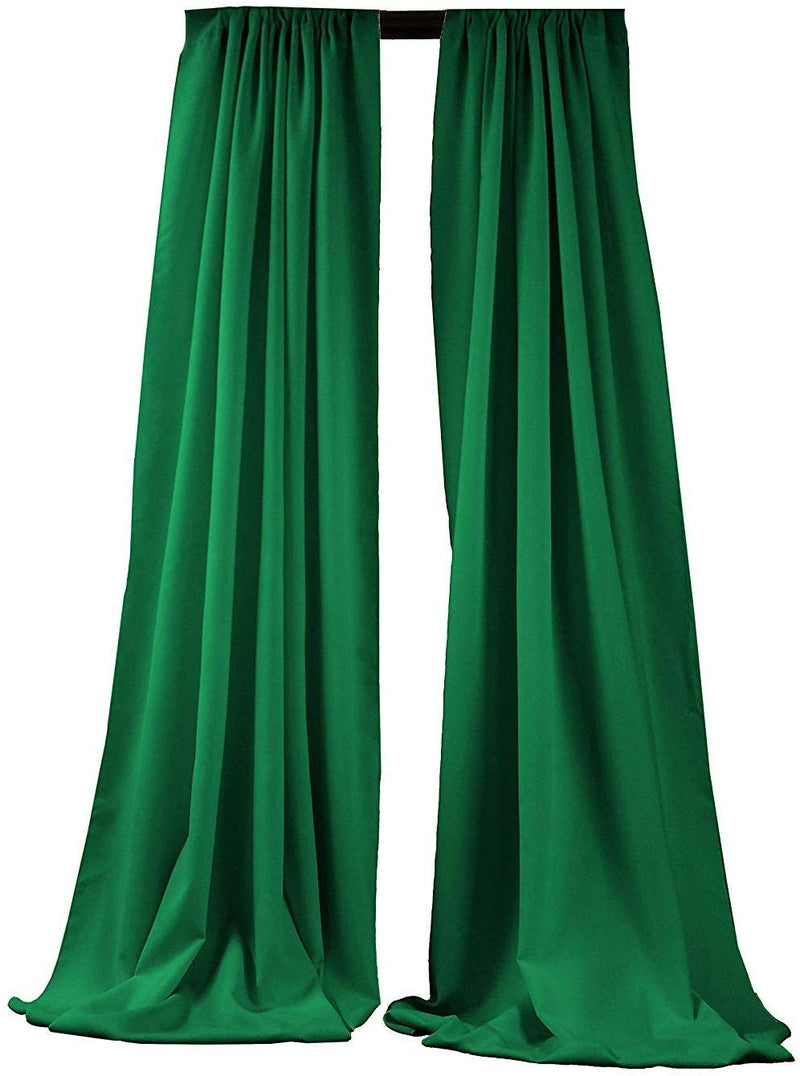 5 Feet x 10 Feet - Kelly Green Polyester Backdrop Drape Curtains, Polyester Poplin Backdrop 1 Pair