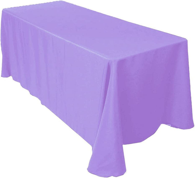 90" Solid Tablecloth - Lavender - Polyester Poplin Rectangular Full Table Cover (Pick Size)