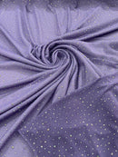 Power Mesh Polyester Rhinestone Fabric - Lavender - 4 Way Stretch Power Mesh Fabric Crystal Stones By Yard