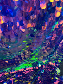 Jumbo 1.5" Circle Sequins - Lavender - Jumbo Sequins On Mesh Fabric Sold By The Yard