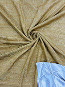 Shimmer Glitter Fabric - Light Gold - Luxury Sparkle Stretch Solid Fabric Sold By Yard