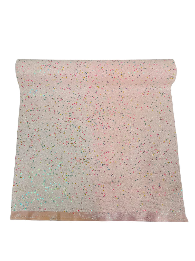 Stardust Glitter Vinyl - Light Pink Iridescent - 54" Wide Crafting Glitter Vinyl Fabric Sold By The Yard