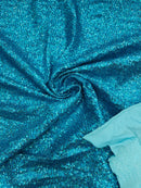 Mini Glitz Sequins Milliskin - Light Turquoise Holographic - 4 Way Stretch Milliskin Nylon Spandex Fabric Sold By Yard