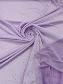 Power Mesh Polyester Rhinestone Fabric - Lilac - 4 Way Stretch Power Mesh Fabric Crystal Stones By Yard