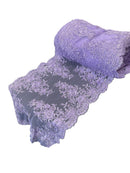 Flower Cluster Lace Sequins Table Runner - Lilac - Floral Lace Table Runner Sold By Yard