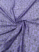 Bandana Print Fabrics - Lilac - Lycra Spandex Bandana Fabric Sold By The Yard