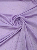 Power Mesh Polyester Rhinestone Fabric - Lilac - 4 Way Stretch Power Mesh Fabric Crystal Stones By Yard