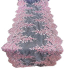 14" Metallic Flower Lace Table Runner - Lilac - Floral Runner for Event Decor Sold By The Yard