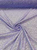 3D Beaded Lace Fabric - Lilac - Heavy Embroidery Handmade Lace, Beaded Fabric By Yard