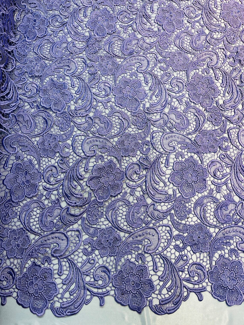 Guipure Lace Fabric - Lilac - Floral Bridal Lace Guipure By Yard