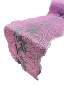 14" Metallic Floral Design Lace Table Runner - Lilac - Event Table Decor Runner Sold By Yard