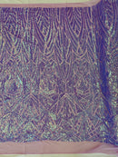 Geometric Fabric - Lilac - Geometric Sequins Pattern Design 4 Way Stretch Sold By Yard