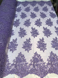 Flower Lace Fabric - Floral Clusters Embroidered Lace Mesh Fabric - 25 Yard Roll