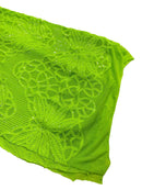 Elegant Floral Leaf Design - Lime Green - 4 Way Stretch Sequins Lace Spandex Fabric By Yard