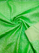 Mini Glitz Sequins Milliskin - Lime Green Holographic - 4 Way Stretch Milliskin Nylon Spandex Fabric Sold By Yard