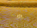 Big Damask Sequins Fabric - Yellow - 4 Way Stretch Damask Sequins Design Fabric By Yard