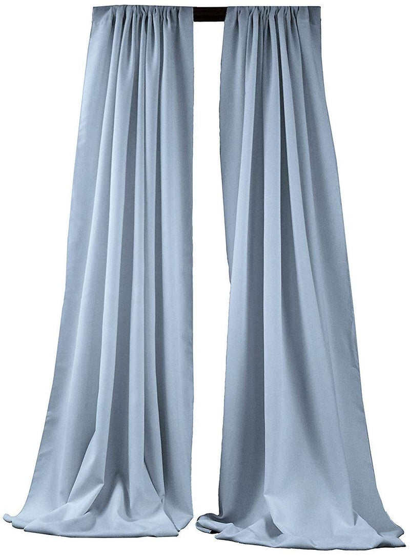 5 Feet x 10 Feet - Light Blue -  Polyester Backdrop Drape Curtains, Polyester Poplin Backdrop 1 Pair