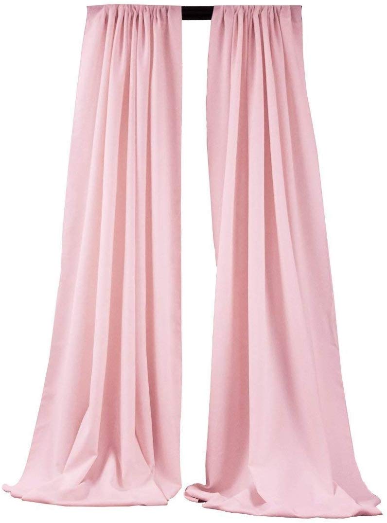 5 Feet x 10 Feet - Light Pink Polyester Backdrop Drape Curtains, Polyester Poplin Backdrop 1 Pair
