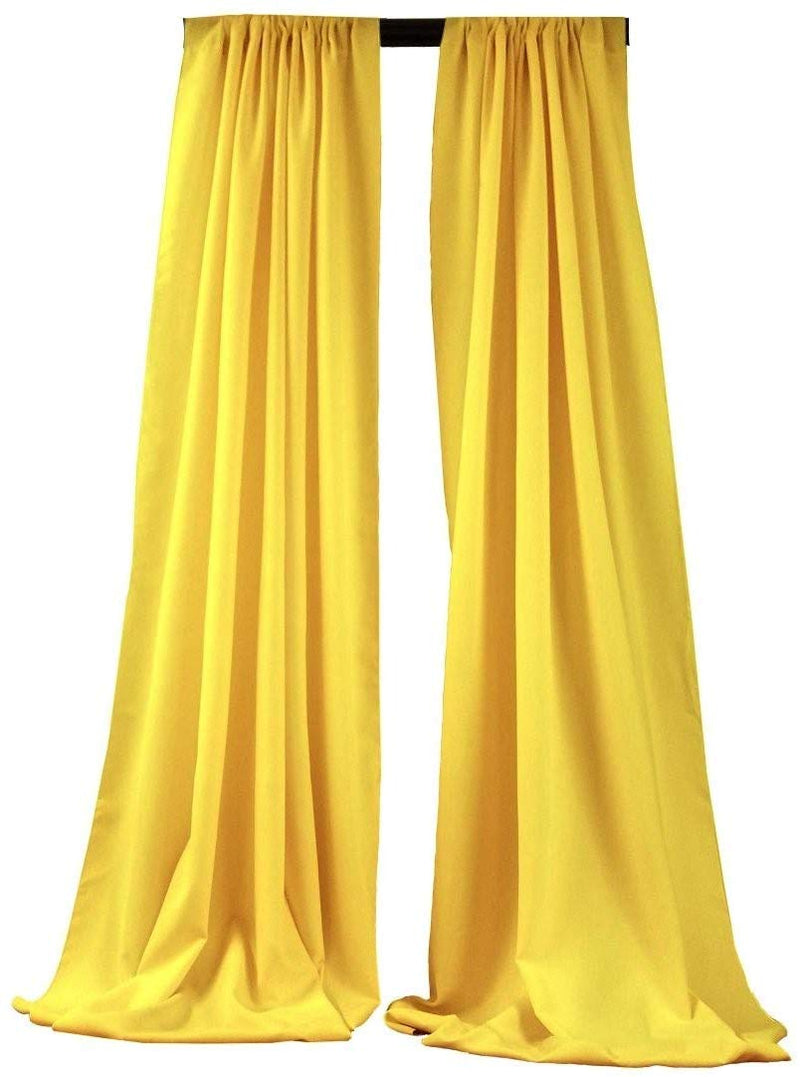 5 Feet x 10 Feet - Light Yellow Polyester Backdrop Drape Curtains, Polyester Poplin Backdrop 1 Pair