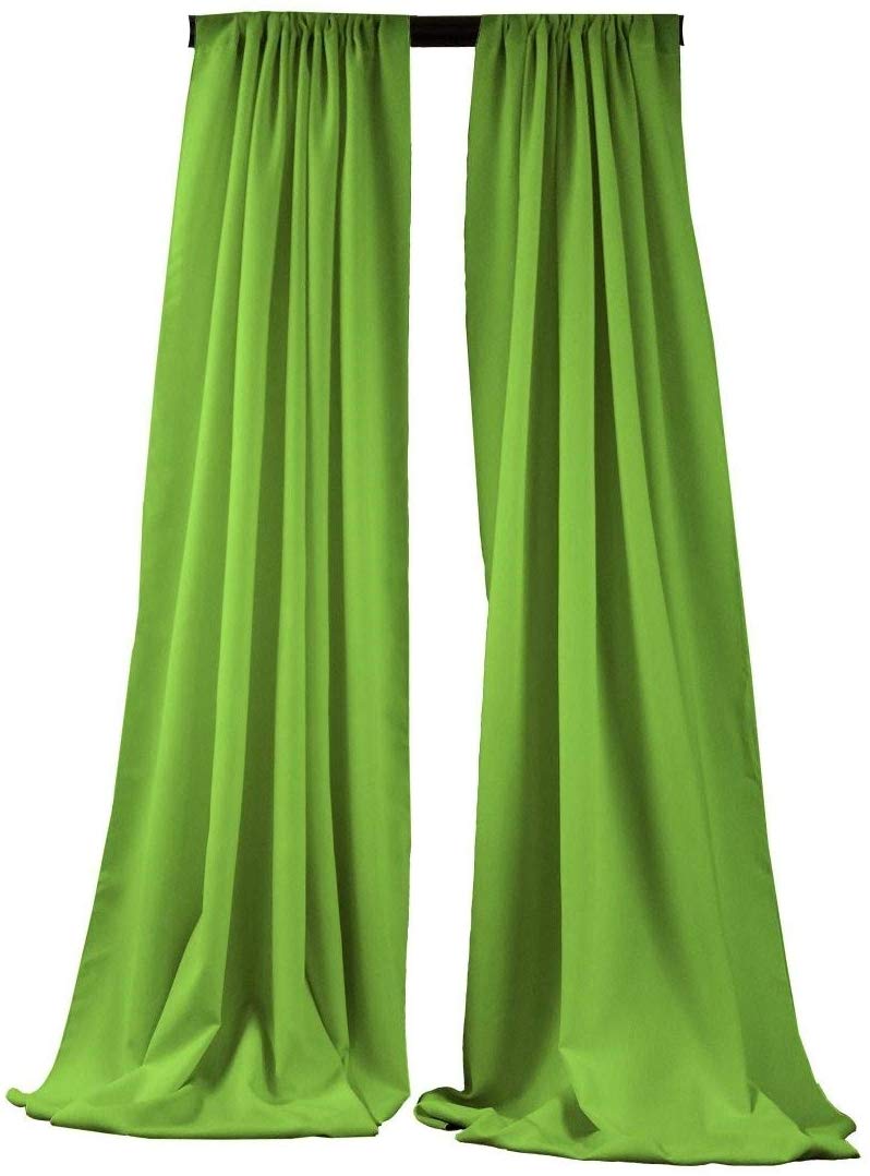 5 Feet x 10 Feet - Lime - Polyester Backdrop Drape Curtains, Polyester Poplin Backdrop - 1 Pair