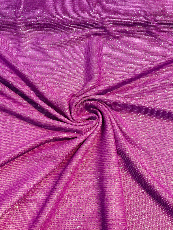 Mille Striped Stretch Sequins - Magenta - 4 Way Stretch Spandex Sequins Striped Fabric By The Yard