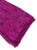 Long Wavy Pattern Sequins - Magenta Iridescent - 4 Way Stretch Sequins Fabric Line Design By Yard