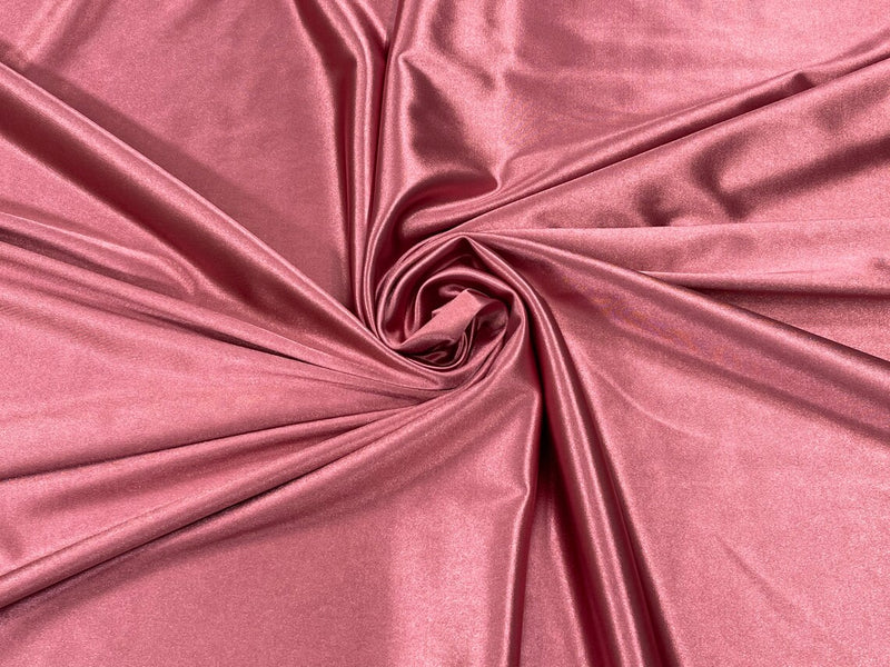 Spandex Polyester Fabric - Mauve Pink - Shiny Stretch Polyester / 20% Spandex Fabric By Yard