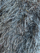 Metallic Eyelash Fabric  - Feather/Eyelash/Fringe Design on Mesh Sold By Yard