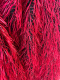 Metallic Eyelash Fabric  - Feather/Eyelash/Fringe Design on Mesh Sold By Yard