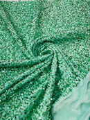 Stretch Velvet Sequins Fabric - Mint - Velvet Sequins 2 Way Stretch 58/60” By Yard