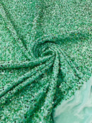 Stretch Velvet Sequins Fabric - Mint - Velvet Sequins 2 Way Stretch 58/60” By Yard