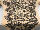Two Tone Sequins - Nude / Black - 4 Way Stretch Fancy Sequins Design Mesh Fabric Sold By The Yard