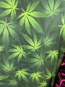 Leaf Plant Print Fabrics Blue Green On Lycra Spandex Fabric Print Fabric Sold By Yard