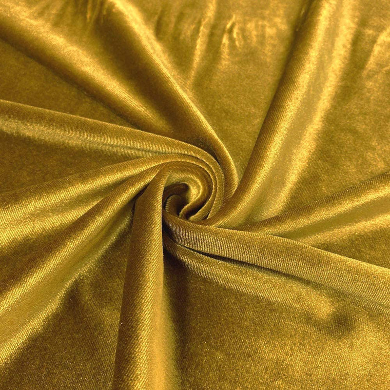 Velvet Stretch Fabric - Mustard - Spandex Stretch Velvet Fabric 60'' Wide Sold By Yard
