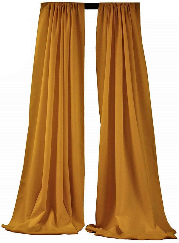 5 Feet x 10 Feet - Mustard - Polyester Backdrop Drape Curtains, Polyester Poplin Backdrop - 1 Pair